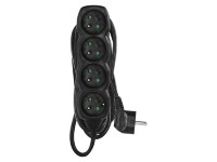 Emos Predlžovací kábel čierny, 4 zásuvky, max. 10 A/2300 W, 5 m