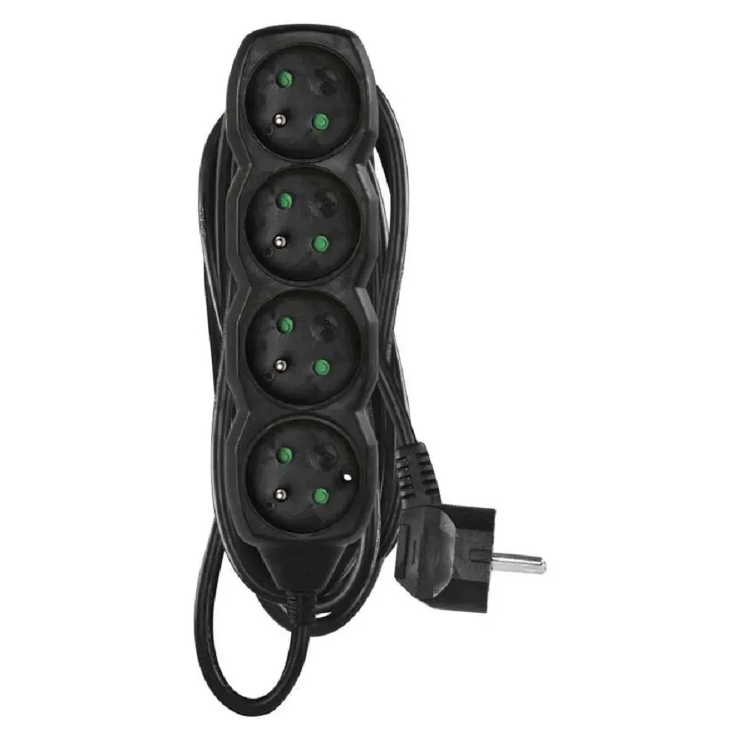 E-shop EMOS Predlžovací kábel čierny, 4 zásuvky, max. 10 A/2300 W, 5 m