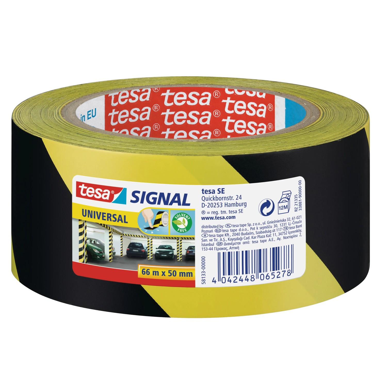 E-shop tesa Vyznačovacia lepiaca páska Signal Universal, žltá/čierna, 66 m x 50 mm