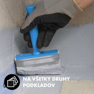 Aplikácia stavebného tmelu pomocou štetca na povrchy. Vhodné pre všetky povrchy.