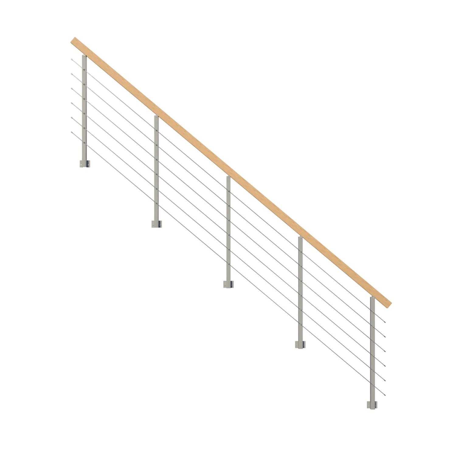 E-shop StarWood Kovové zábradlie Kos s hranatým dubovým madlom/sivá 325 cm