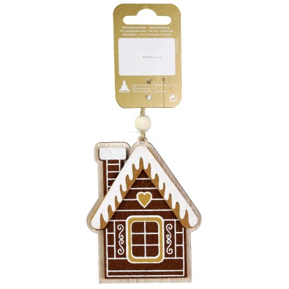 GEROMA Závesná vianočná dekorácia chalúpka z dreva a filcu 9 cm, 1 ks