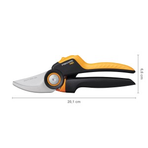 Fiskars Bypass záhradné nožnice X-series P921 M, záhradné nožnice s rolovacou rukoväťou a nepriľnavým povrchom.
