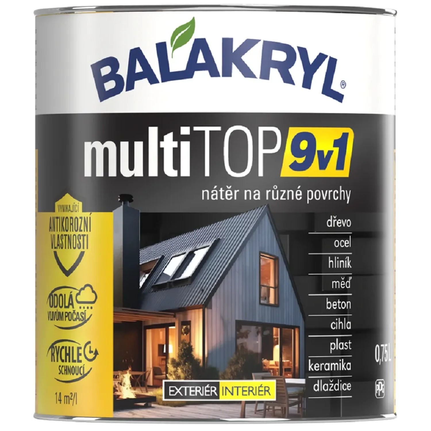 E-shop Balakryl Multifunkčná akrylátová farba multiTOP 9v1 1023 žltá dopravná, 0,75 l
