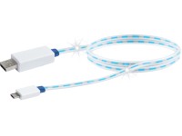 Schwaiger Micro USB synchronizačný a nabíjací kábel svietiaci biely 0,8 m