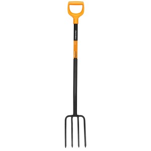 Rýľovacie vidly Fiskars Solid, ideálne na obrábanie pôdy a obracanie kompostu.