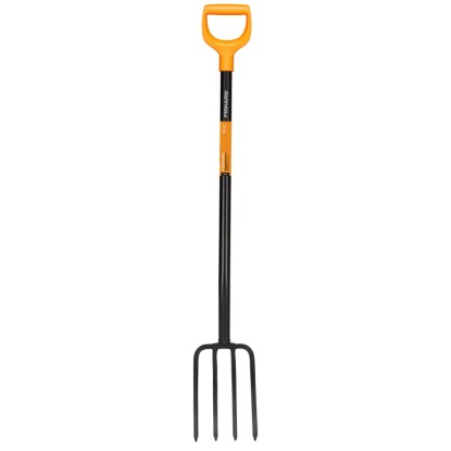 Rýľovacie vidly Fiskars Solid, ideálne na obrábanie pôdy a obracanie kompostu.