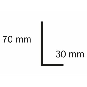 Rohový profil Sarei 70/30 HG2, hliníkový profil pre strešné plechy, 70x30 mm.