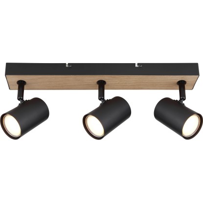 GLOBO 3bodové svietidlo ROBBY čierna/drevo GU10 35W 410 x 60 x 135 mm