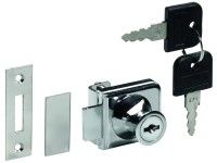 Hettich Nábytkový zámok na sklo s cylindrickou vložkou, poniklovaný, 18 mm