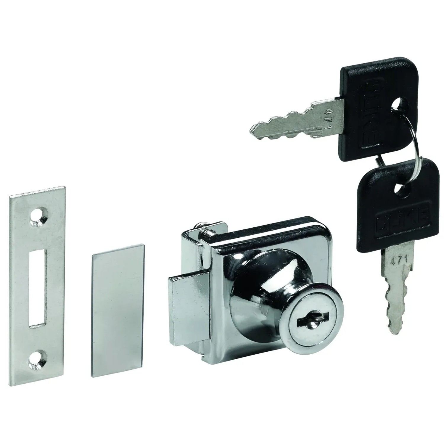 E-shop Hettich Nábytkový zámok na sklo s cylindrickou vložkou, poniklovaný, 18 mm