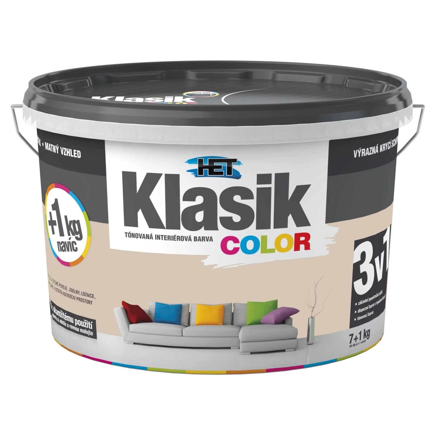 E-shop HET Klasik COLOR Tónovaná interiérová farba KC 0238 béžová muškátová, 7 + 1 kg