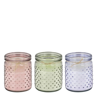 MICA Sviečka v skle citronelová rôzne farby pr. 10 cm, 1 ks