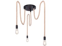 GLOBO Závesné svietidlo ULLEU čierna/hnedá E27 60 W pr. 300 x 1600 mm