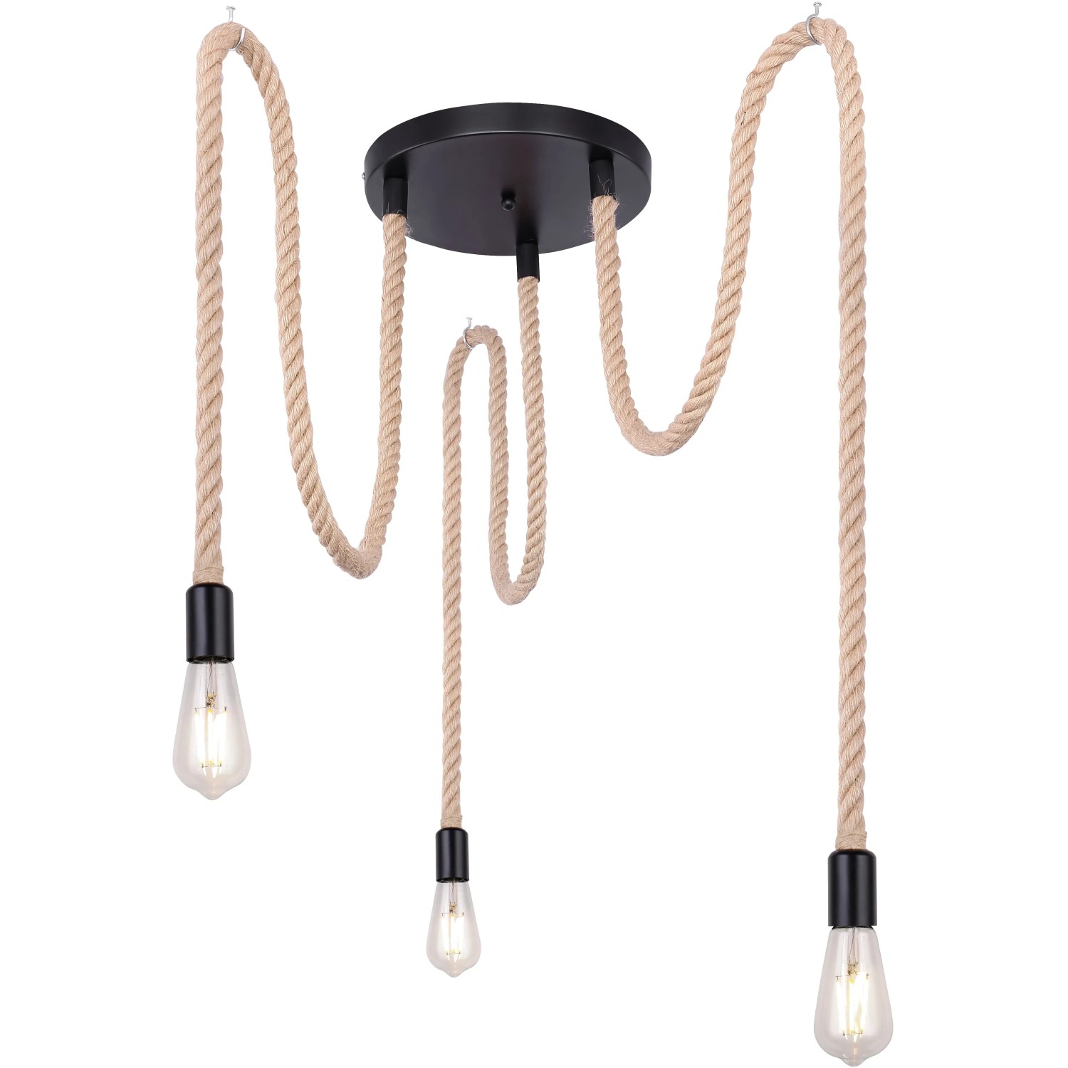 E-shop GLOBO Závesné svietidlo ULLEU čierna/hnedá E27 60 W pr. 300 x 1600 mm
