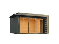 Weka Drevený záhradný domček Amberley 1 44mm V2, sivozelená-antracit, 400x400 cm