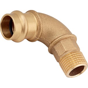 Lisované koleno 90 stupňov z červeného bronzu, 18 mm x 21 mm (R 1/2), pre medené rúrky.