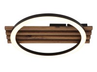 GLOBO Stropné LED svietidlo TISHA 12W 1200lm 3000K, čierna/drevo, 34 x 30 cm