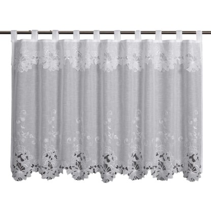 Sehlbach Vitrážová záclona s pútkami, kytica ruží, biela, 135 x 75 cm