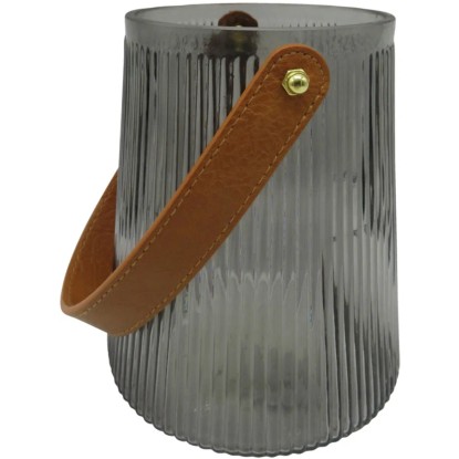 Boltze Svietnik ryhovaný sivý pr. 13,1 x 15,4 cm