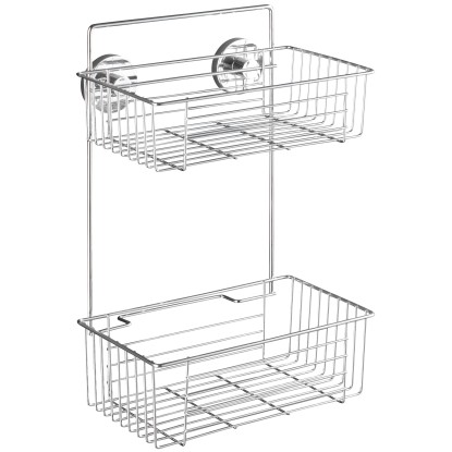 Wenko Nástenná polička Vacuum-Loc Bari chróm, 2 poschodia