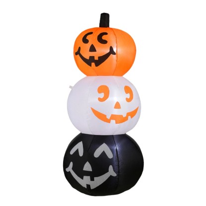 Luca Lighting nafukovacie halloweenske tekvice: Tri naskladané, osvetlené figúrky v oranžovej, bielej, čiernej. LED dekorácia.