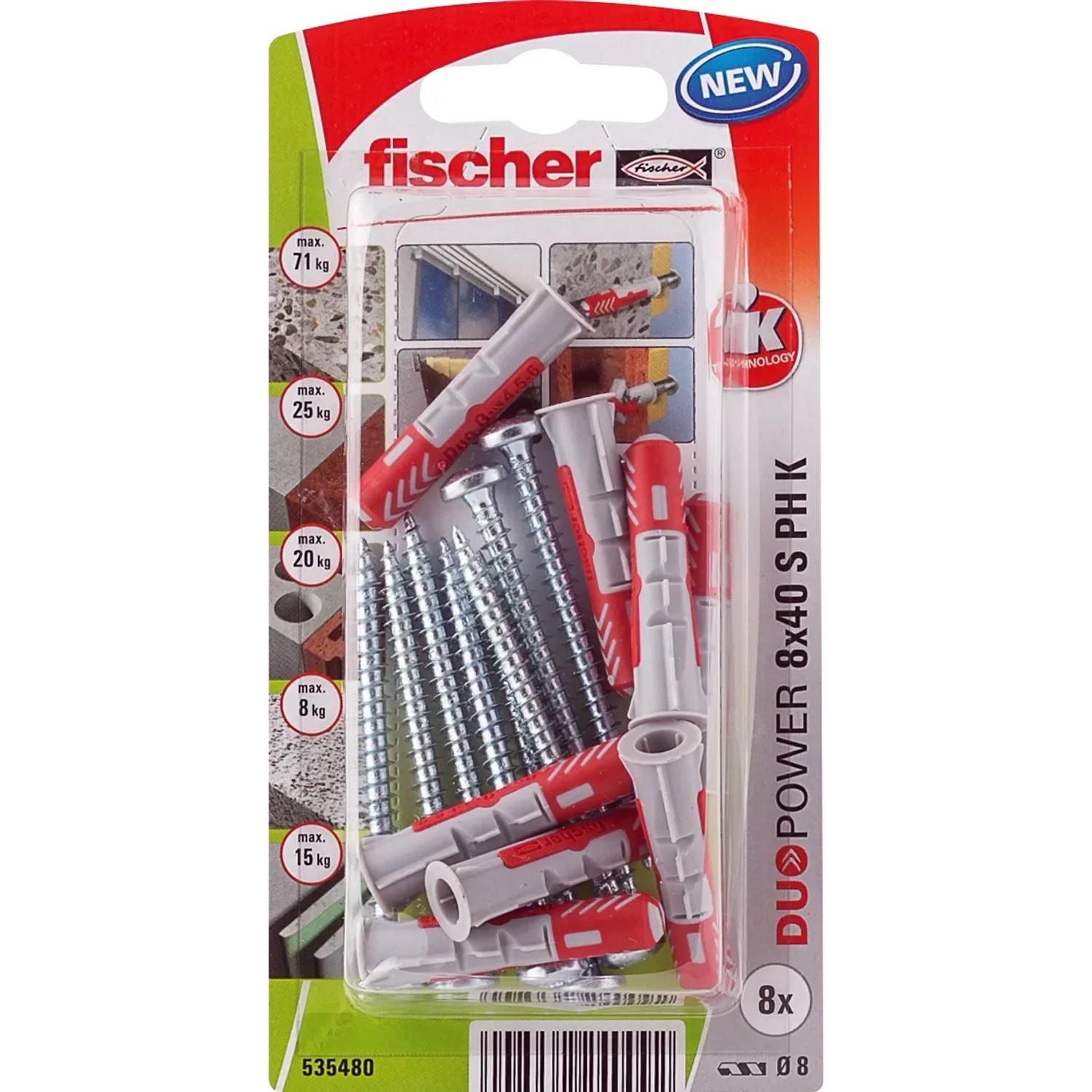 E-shop Fischer Hmoždinka DuoPower 8 x 40 S PH K NV, 8 ks