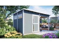 Bertilo Drevený domček na náradie Pentus 2 Lounge, sivá, 449 x 234 cm