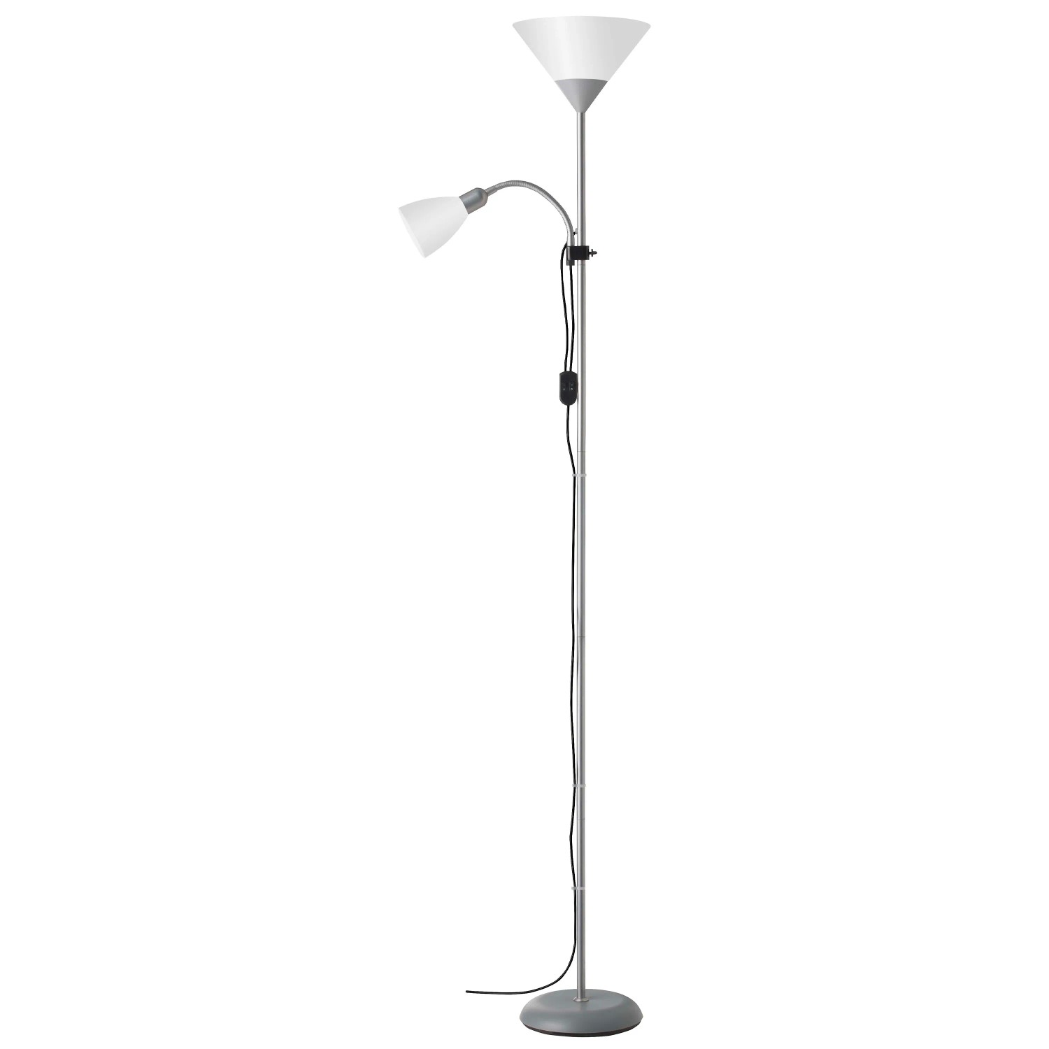 E-shop Brilliant Stoj. lampa Spari s čítacím ramenom, biela/strieborná, 25 x 41 x 180cm