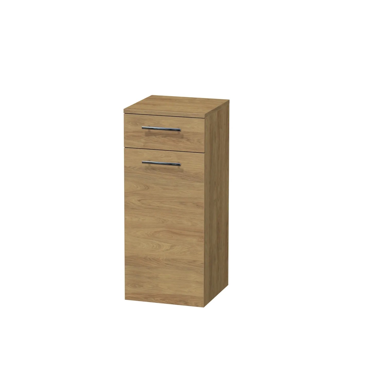 E-shop INTEDOOR Nízka skriňa BEE pravá, úchyt chróm, š. 35 cm, dub Hickory