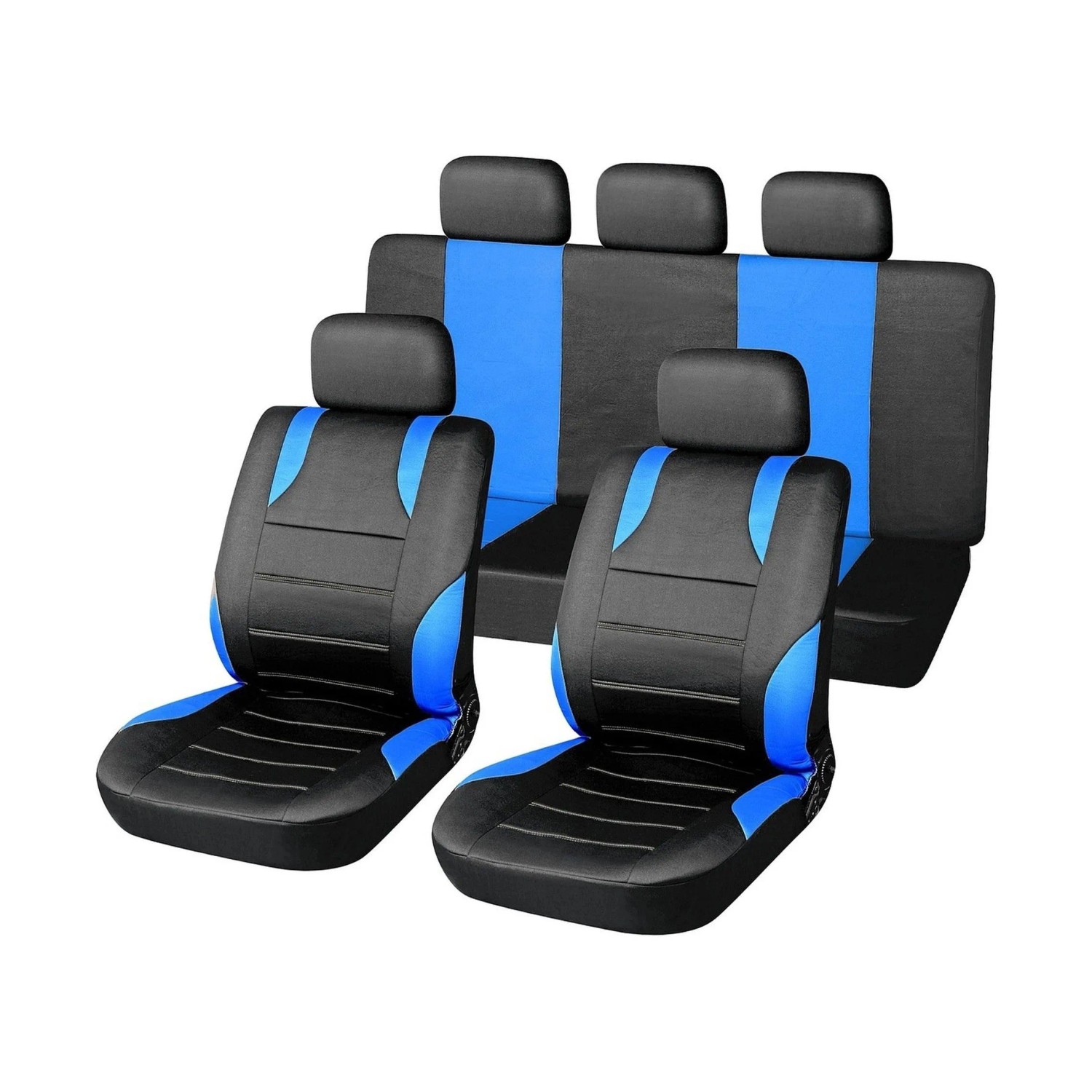 E-shop COMPASS Poťahy sedadiel súprava SPORT modré AIRBAG 9 ks