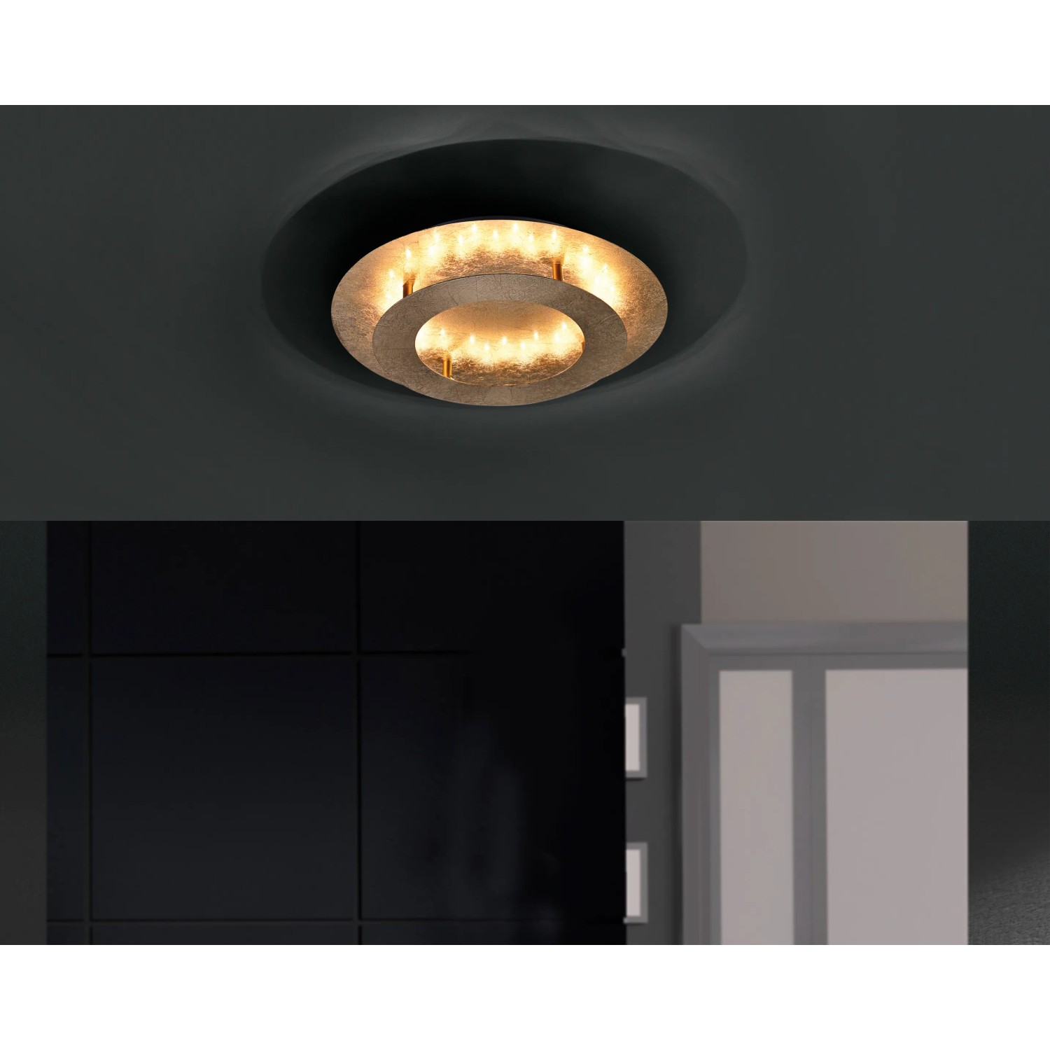 E-shop Paul Neuhaus Stropné LED svietidlo Nevis, 18 W, železo, zlatá, pr. 40 cm