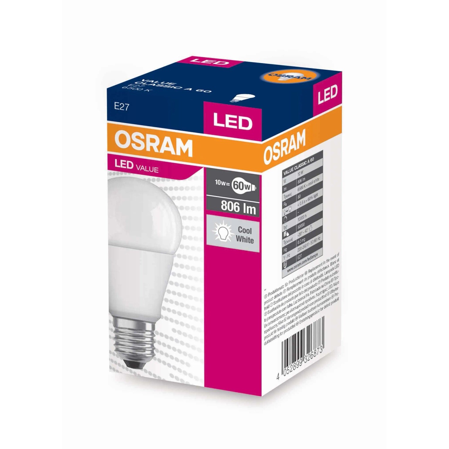 E-shop LED žiarovka VALUE Classic A60 studená biela