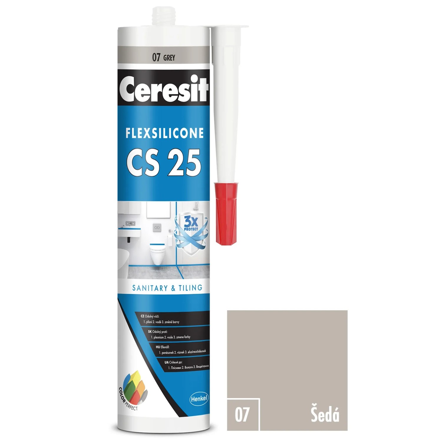 E-shop CERESIT CS 25 Sanitárny silikón 07 sivá 280 ml