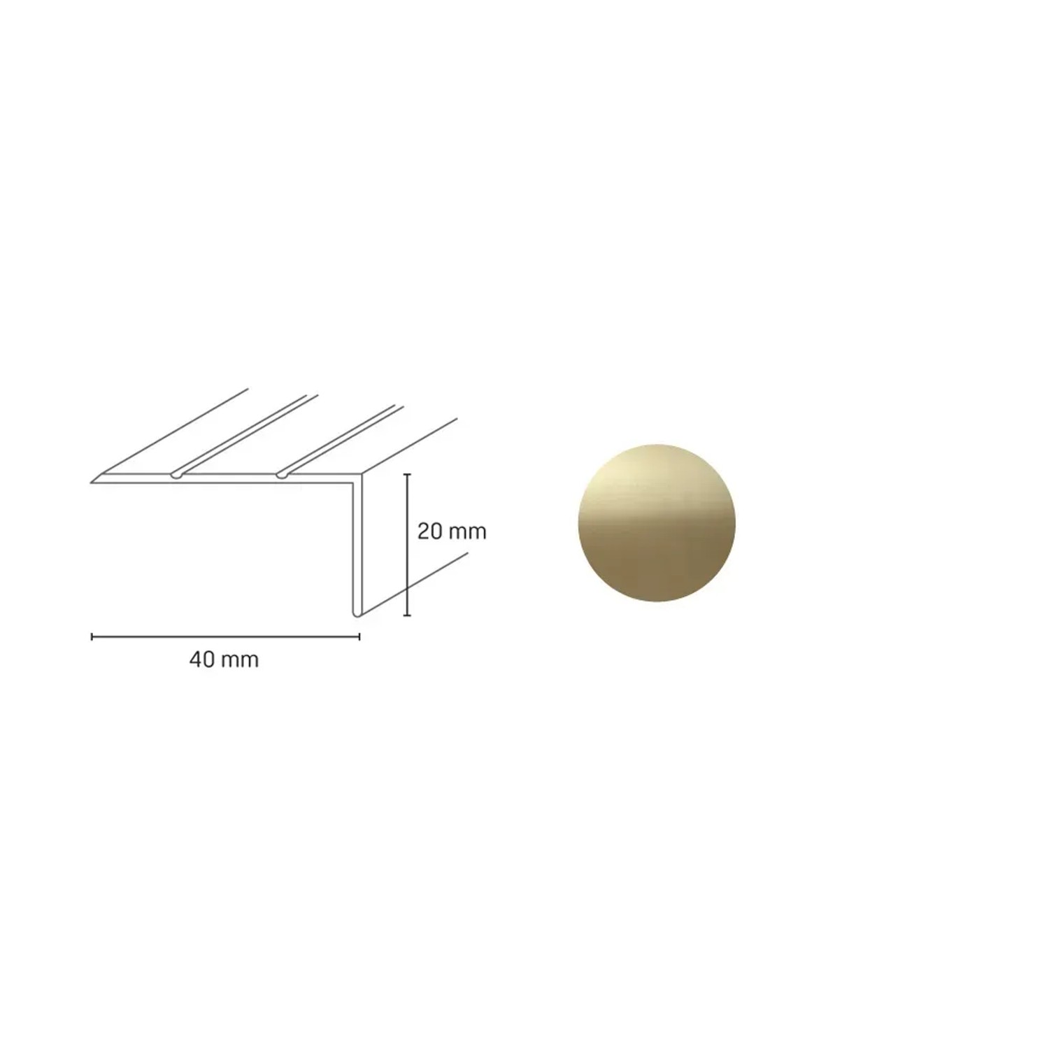 E-shop Döllken Profiles Schodová hrana DP 33 skrutkovacia 40 x 20 x 900 mm, zlatá