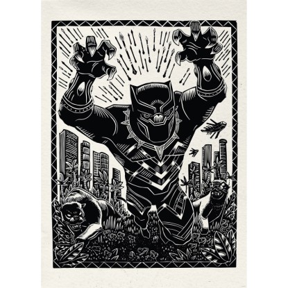 Komár Plagát Marvel Black Panther Lino-Cut Charge 50 x 70 cm