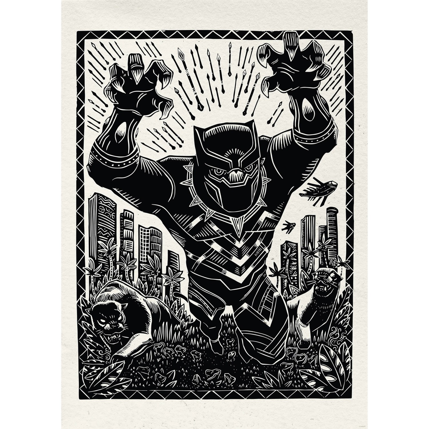 E-shop Komár Plagát Marvel Black Panther Lino-Cut Charge 50 x 70 cm