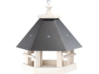 Vtáčie krmítko, borovicové drevo/kov, prírodné/sivá, 33 x 29 x 35 cm