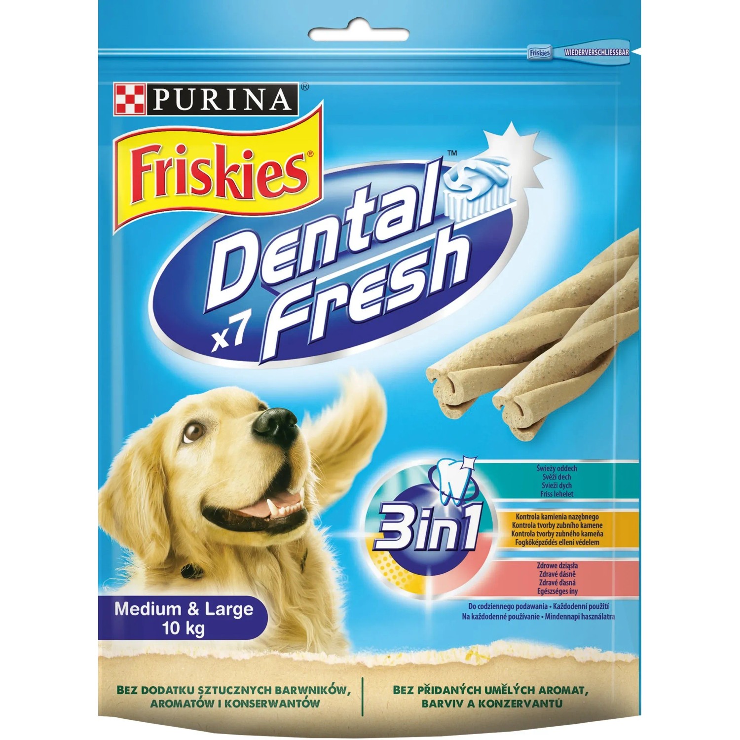 E-shop Friskies Dental Fresh Maškrty pre psov 3v1 M 7 tyčiniek (180 g)