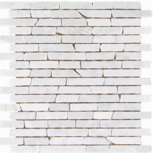Mramorová mozaika Carrara White Slim Brick, 28,5x30,5 cm, tehlový vzor.