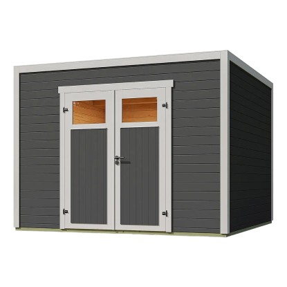 Weka Drevený záhradný domček Batu 3 presklené dvere, tmavo sivý, 300 x 300 cm