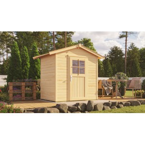 OBI Outdoor Living Monza drevený záhradný domček so sedlovou strechou, neošetrený, 205x174 cm.