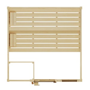 Weka masívna drevená sauna Valida 3 úsporná sada, 5,4 kW, kompaktná, so sklenenými dverami a oknom. Zostavený stav zvnútra.