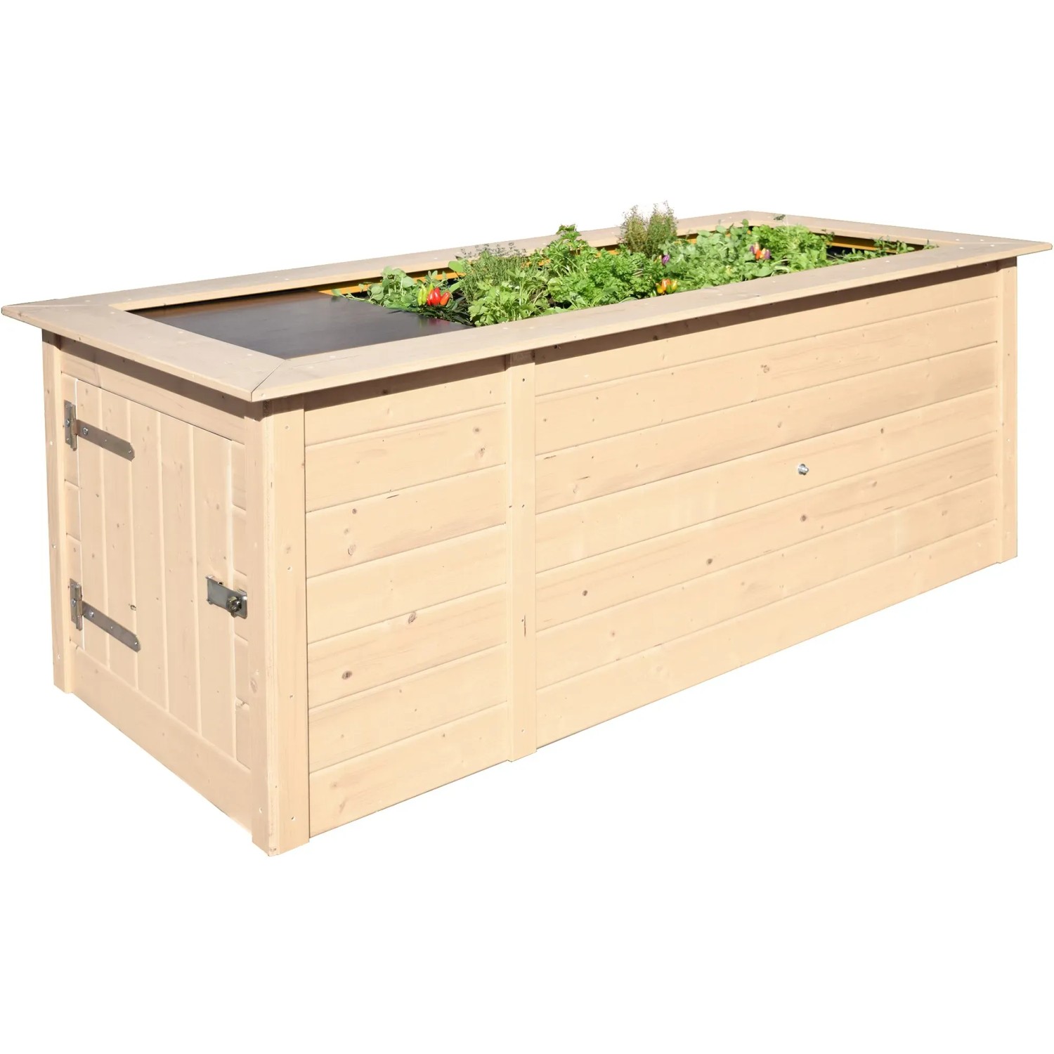 E-shop Weka Vyvýšený záhon so skrinkou, prírodný 205 x 79 x 81 cm