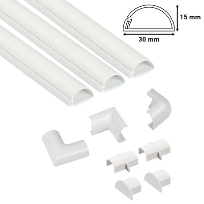 D-Line Sada káblových kanálov, biela, 10-dielna, 30 x 15 mm