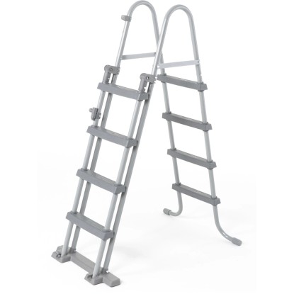 Rebrík k bazénu Bestway Steel Pro Max Frame, sivý, so stupňami pre bezpečný vstup.