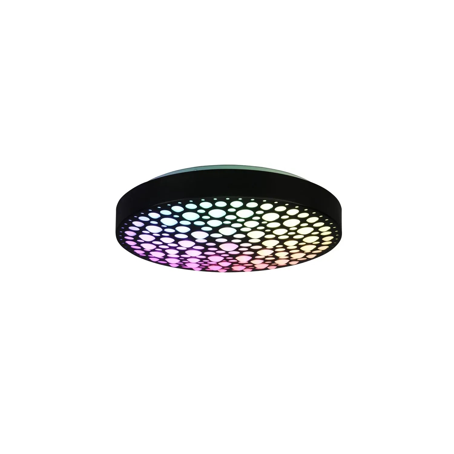 E-shop Reality Stropné LED svietidlo Chizu, 22W, 2500 lm, RGBW, matná čierna, pr. 40 cm