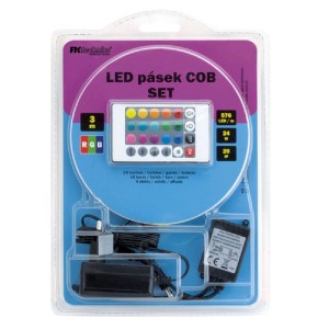 FK Technics SET LED pásik COB RGB s IR ovládačom, vr. zdroje, 24W, 4000K, 3 m