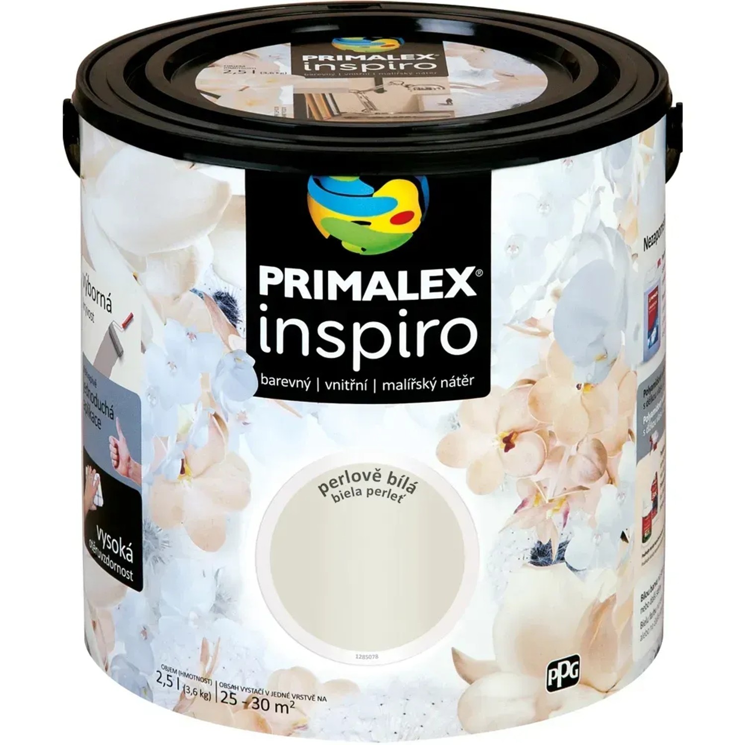 E-shop PRIMALEX Farebný vnútorný maliarsky náter Inspiro perlovo biela 2,5 l