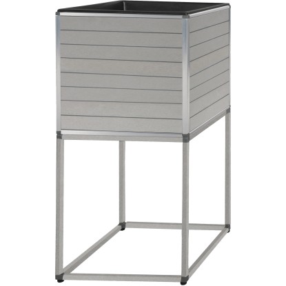 WPC kvetináč kocka  Monaco s kovovým podstavcom sivý 33 x 33 x 31/65 cm